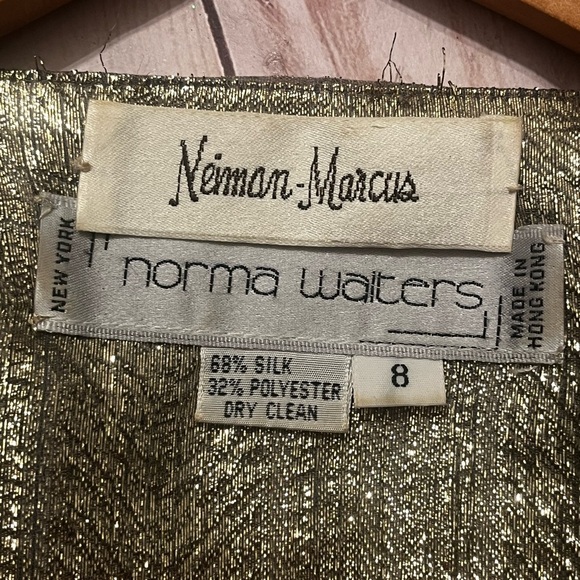 Norma Walters Neiman Marcus Exclusive Silk Dress Long Blouse Gold Sz 8 Hong Kong - Picture 11 of 12